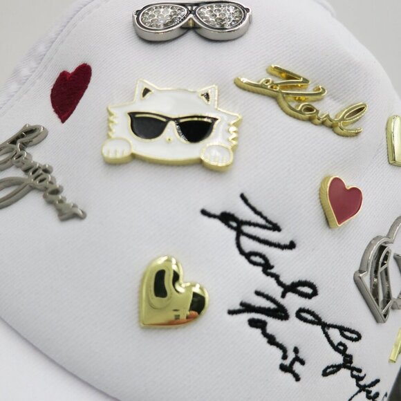 NWT Karl Lagerfeld Paris Women/Men Cate Pins Baseball Cap in White $58.00 - Picture 10 of 16